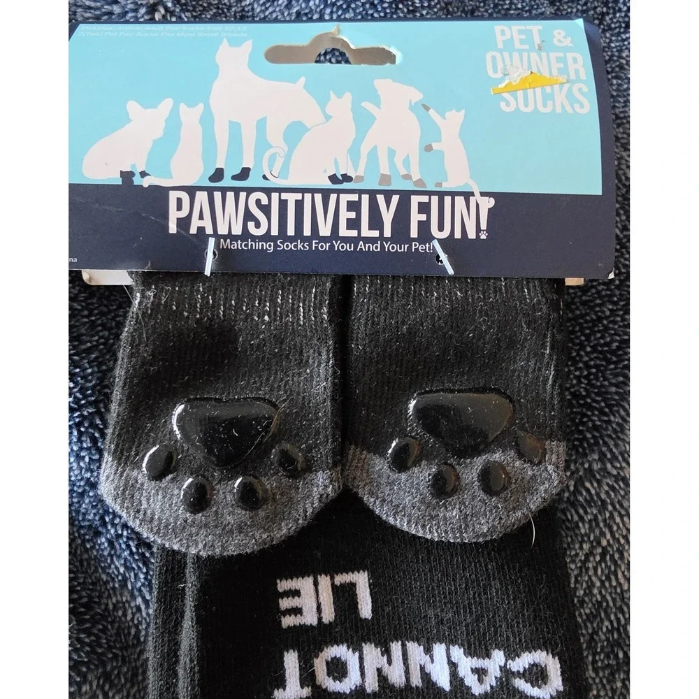 Pawsitively Fun! Dog & Owner Matching Sock Set - Black & Gray Novelty Socks- NWT